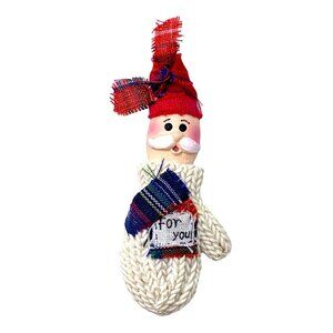 Santa Handmade Mitten Hand Brooch Pin “For You” Christmas Folk Art Mustache